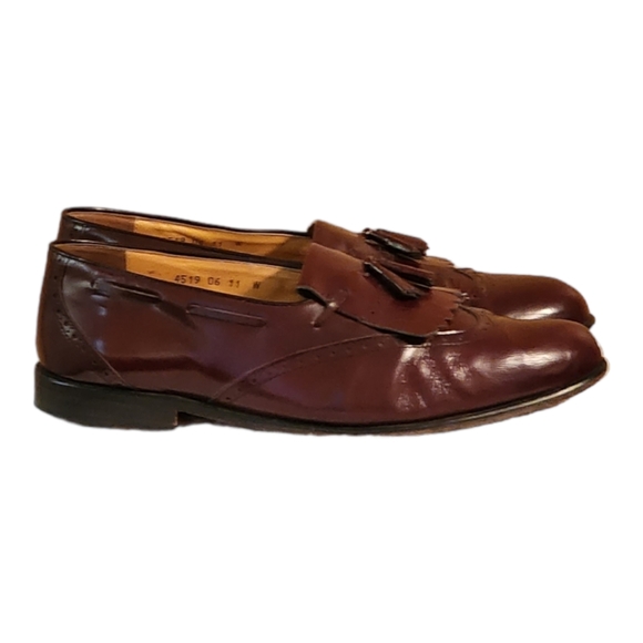 Men Vintage Leather Burgundy Slip On Tassel Shoes by Perry Ellis Size 11W - Picture 8 of 10